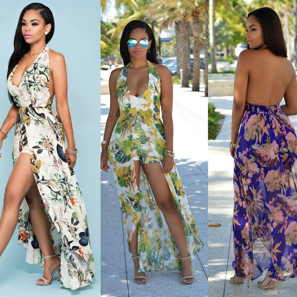 New Summer Floral Maxi Dress Shorts ...